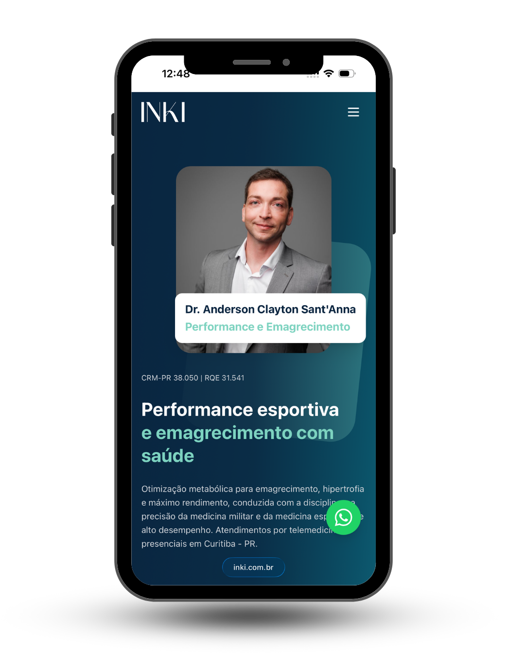 Mockup da landing page médica no celular