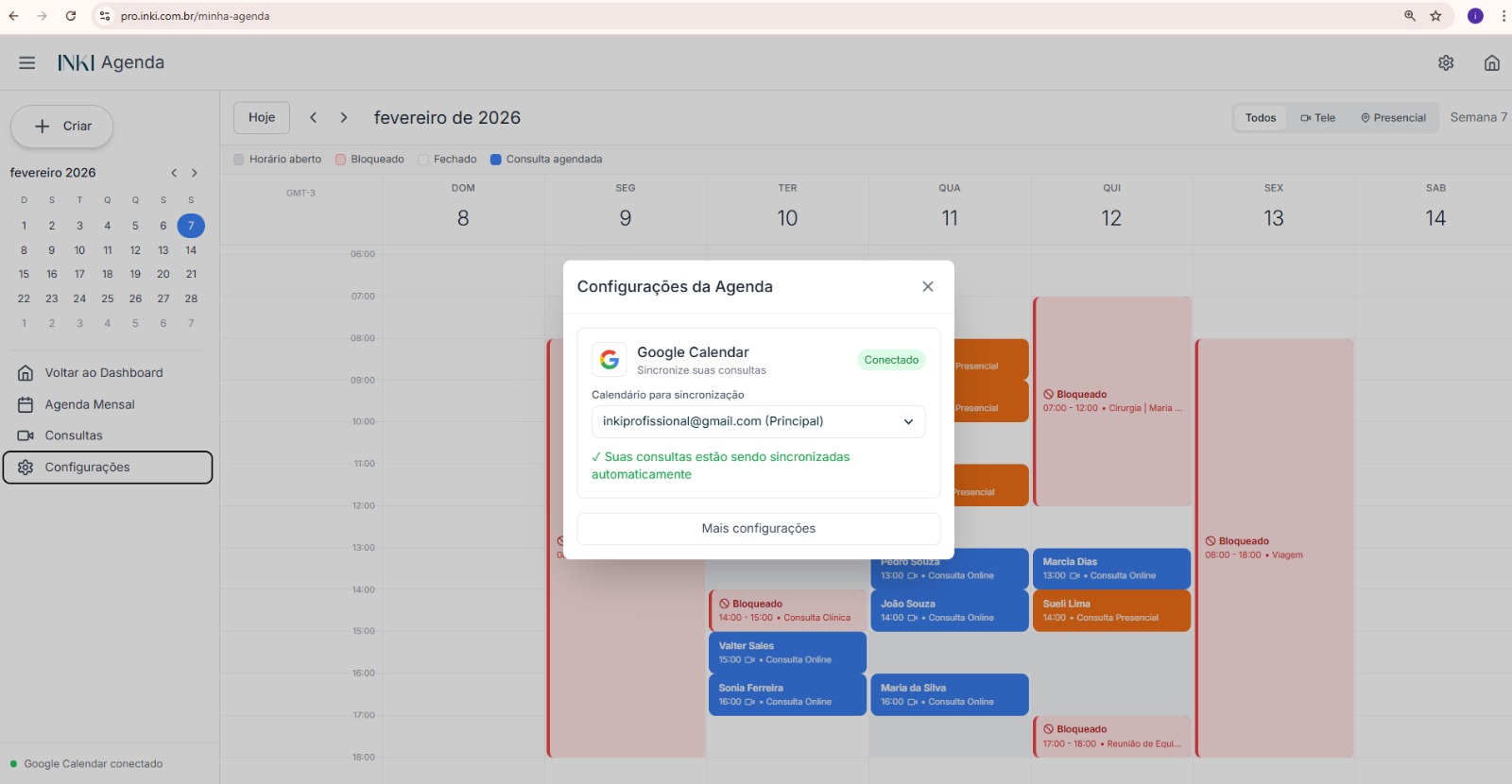 Agenda de Consultas — INKI