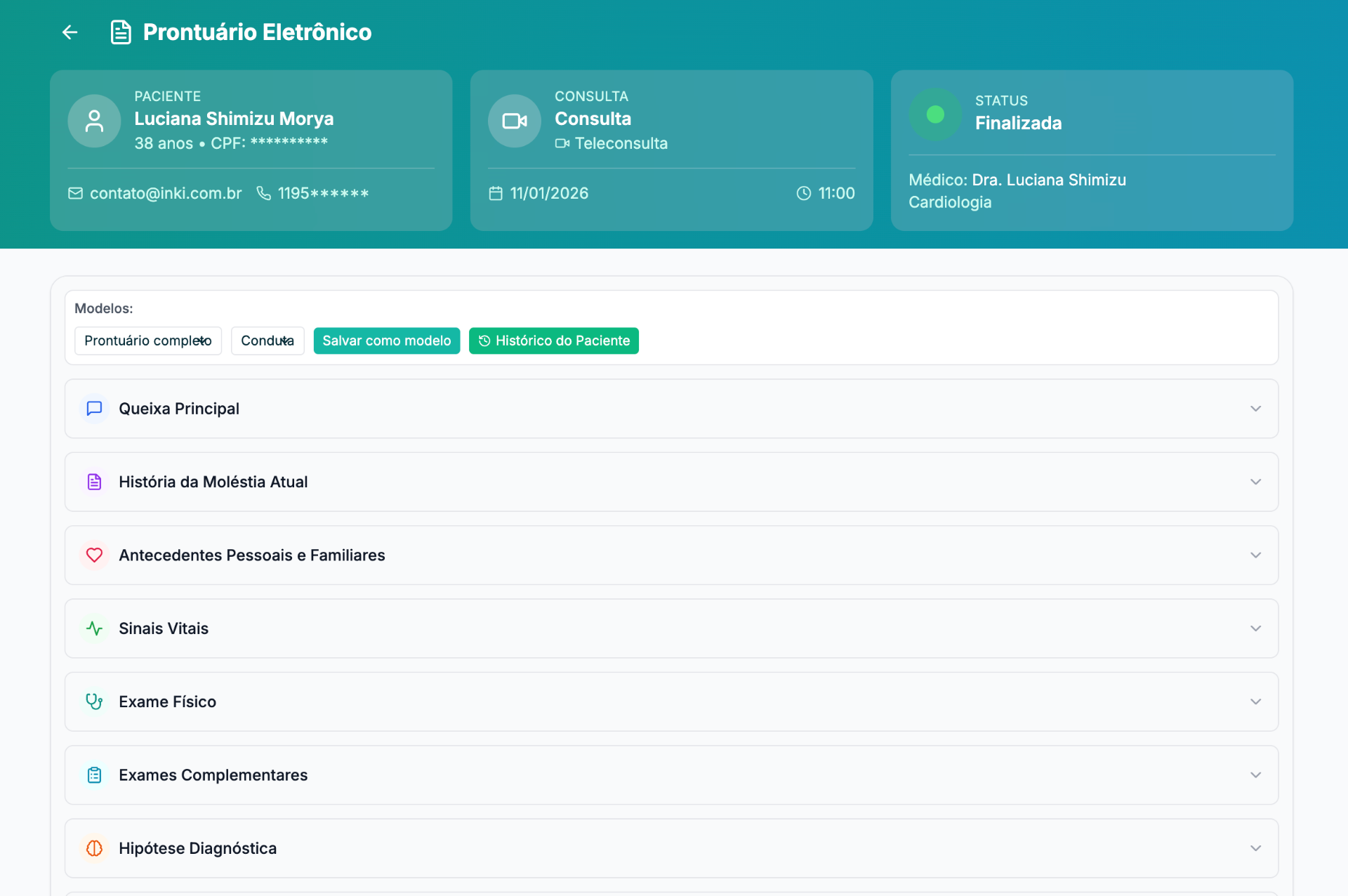 Prontuário Eletrônico — INKI